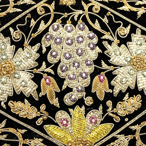 Vintage mid century black velvet evening bag top handle gold silver pink yellow - Picture 7 of 10